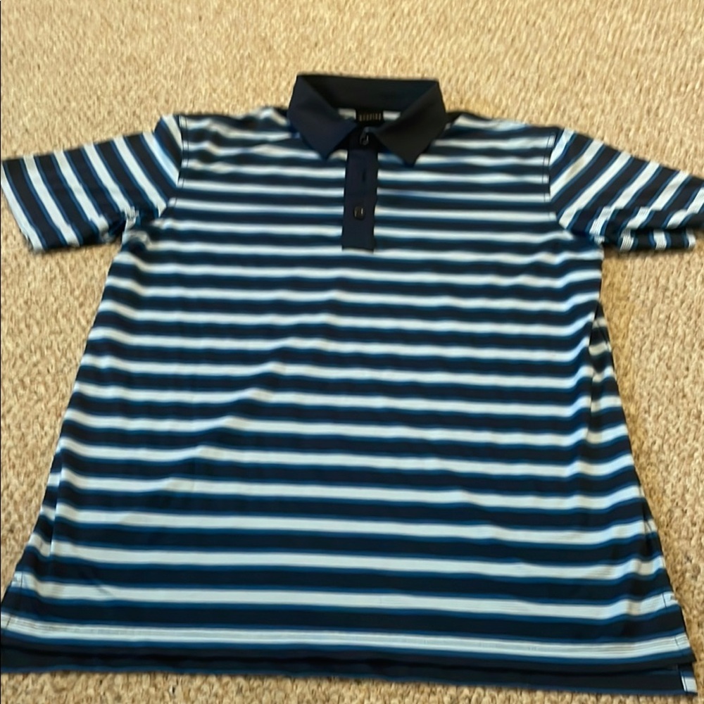 Dunning golf Striped Blue Polo Shirt